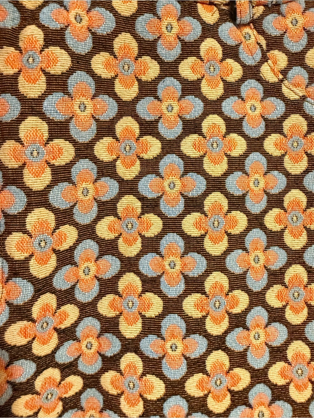 SHEIN Dark Brown Mini Skirt with Orange and Cream Daisy Print - Picture 2 of 3